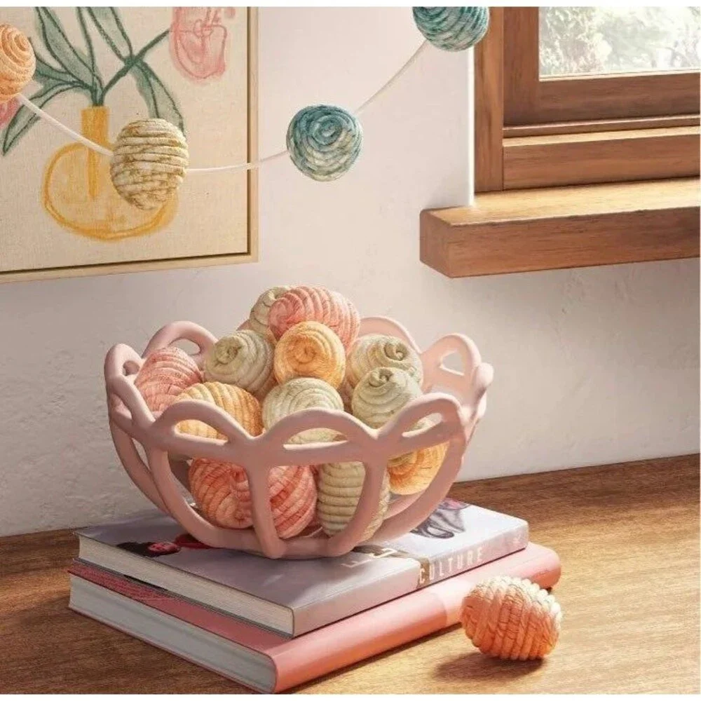 Corn Husk Egg Vase Filler Easter Holiday Spring Decor Pink and Cream NIB